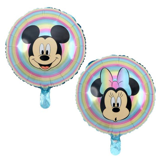 Balon Foil Bulat Mickey Minnie Mouse Double Side Rainbow Size 45 cm