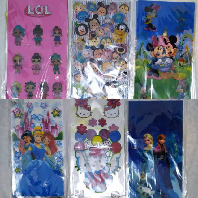 ( isi 10 pcs ) Plastik Snack Kartun / Goodie Bag Besar Size 25 cm x 50 cm /  Bingkisan Ulang Tahun / Ultah