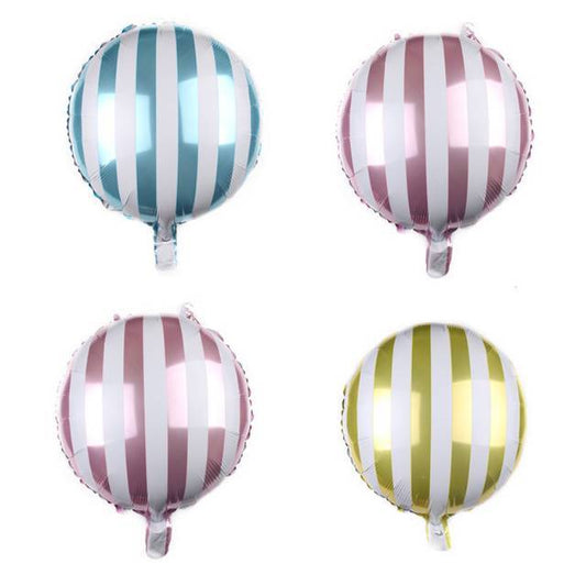 Balon Foil Bulat Strip / Stripe Round Size 45 cm