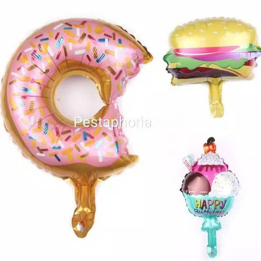 Balon Foil Donut Bite,  Hamburger,  Ice Cream Scoop Size Mini