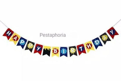 Bunting Flag / Banner Happy Birthday HBD Super Hero
