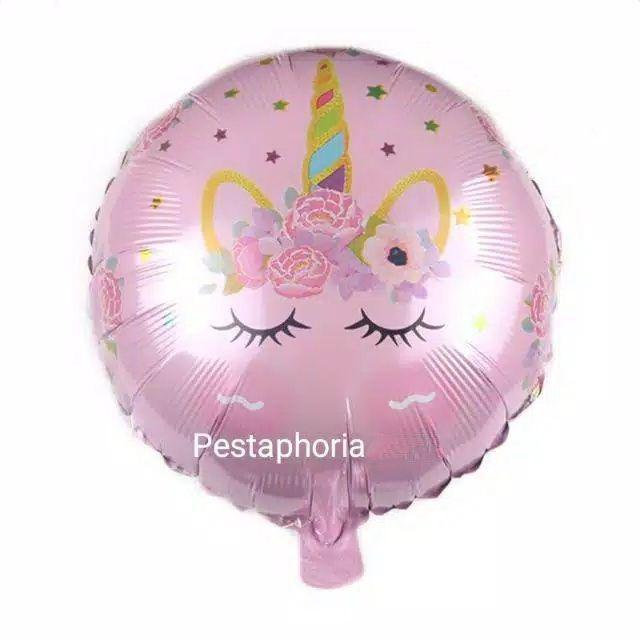Balon Foil Bulat Unicorn Eyelash Size 45 cm