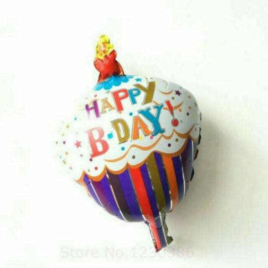 Balon Foil Happy Birthday Cupcake Warna Putih Mini