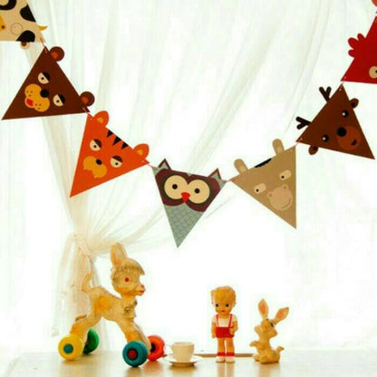 Bunting Flag / Banner Segitiga Kepala Hewan / Animals Head Bunting Flags / Banner