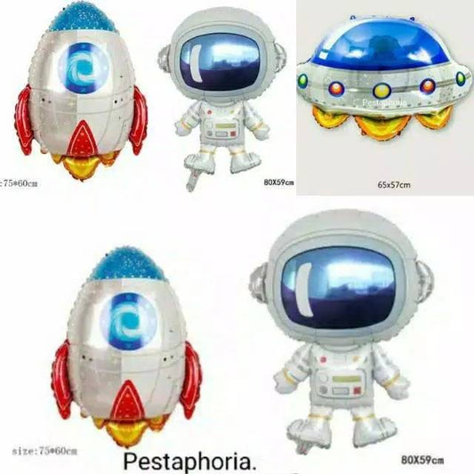 Balon Foil Astronout/Astronot, Rocket/ Rocket / UFO Size Jumbo