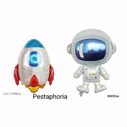 Balon Foil Astronout/Astronot, Rocket/ Rocket / UFO Size Jumbo