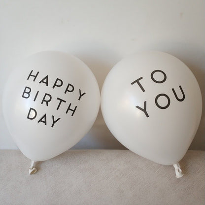 10 pcs Balon Latex / Lateks Print Happy Birthday & To You Warna Putih Size 12 inch