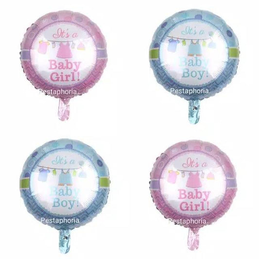 Balon Foil Bulat Clothes It's A Baby Girl  / It's A Baby Boy Size 45 cm