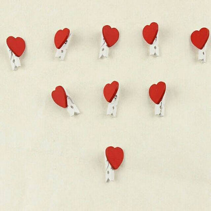 10 pcs Wooden Clip Set Love 2,5 cm / Penjepit Foto Kayu Hati / Jepitan Kayu / Wooden Peg