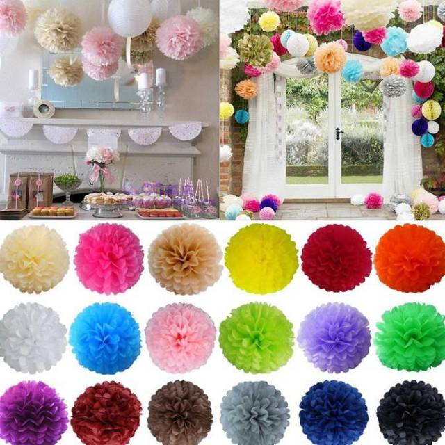 Pompom Paper 25 cm / Pompom Tissue / Pom Pom Flower / Pompom Kertas Decoration