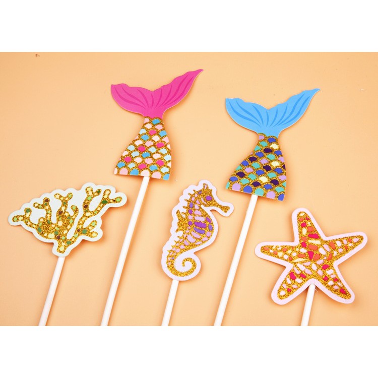 Cake Topper / Topper Kue HBD / Happy Birthday Mermaid Set