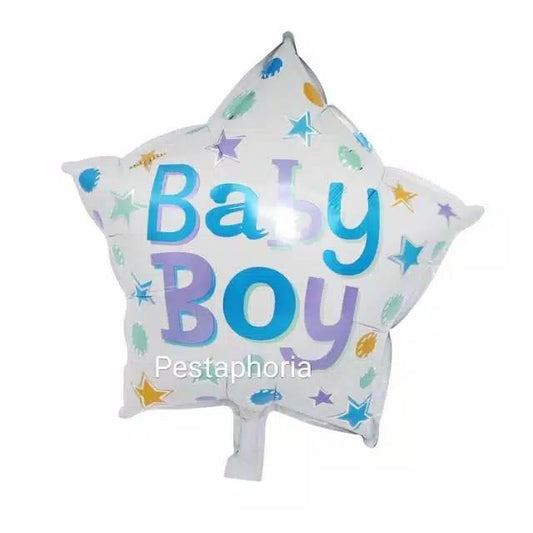 Balon Foil Bintang / Star Tulisan Baby Boy Size 45 cm