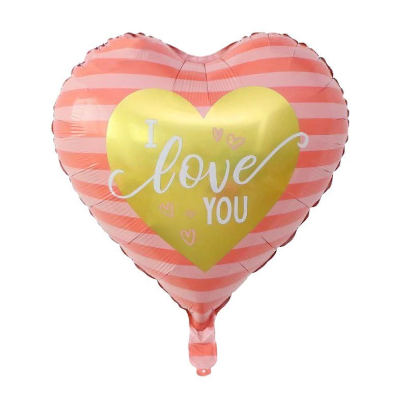 Set isi 5 Balon Foil Triple  I ❤ U / I Love U Susun Pink Gold