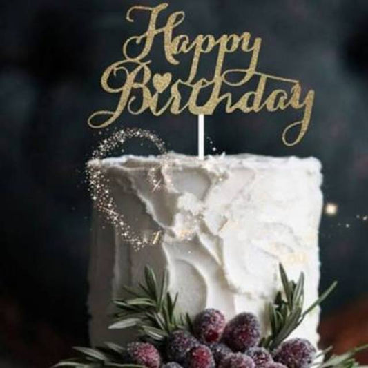 Cake Topper Happy Birthday Huruf Latin Warna Gold
