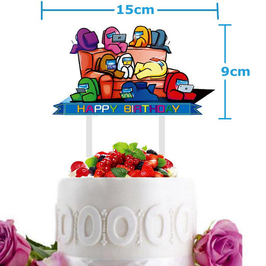 Cake Topper HBD Happy Birthday / Hiasan Kue Ulang Tahun Among Us