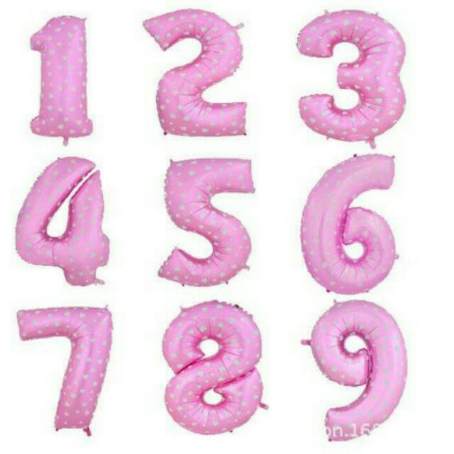 Balon Foil Angka Jumbo Warna Pink Size 100 cm / 40 inch