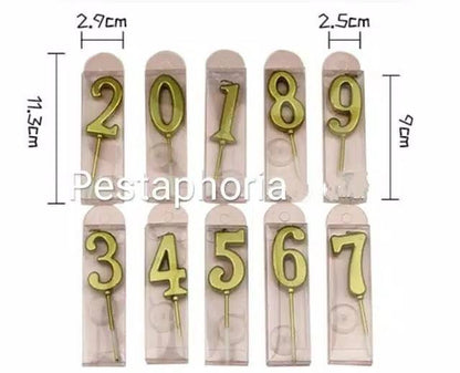 Lilin Angka Ulang Tahun Ultah / Birthday Numeric Candle / Birthday Number Candle Warna Gold Metalik