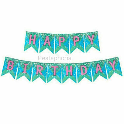 Set isi 10 Balon Latex Mermaid Size 10 inch dan Banner HBD Happy Birthday Mermaid Tail