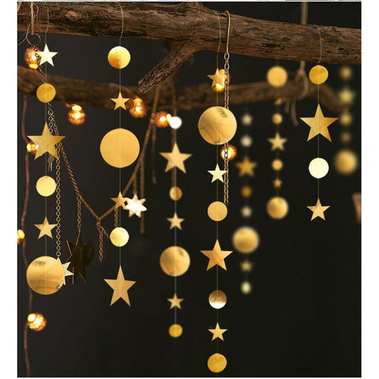 Star mix Round Party Garland Metalik 4 meter