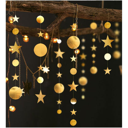 Star mix Round Party Garland Metalik 4 meter