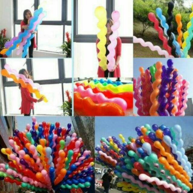 Balon Latex / Lateks Spiral Tebal 4 gram/  Balon Twist / Balon Ulir 4 gram