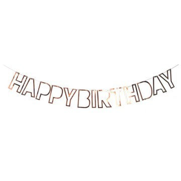 Bunting Banner Happy Birthday Frame / Hollow Metalik