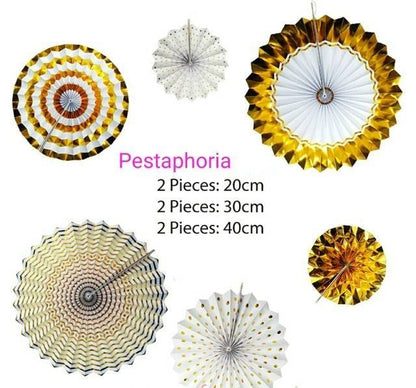 Paper Fan Dekorasi Set 6 in 1 Warna Gold