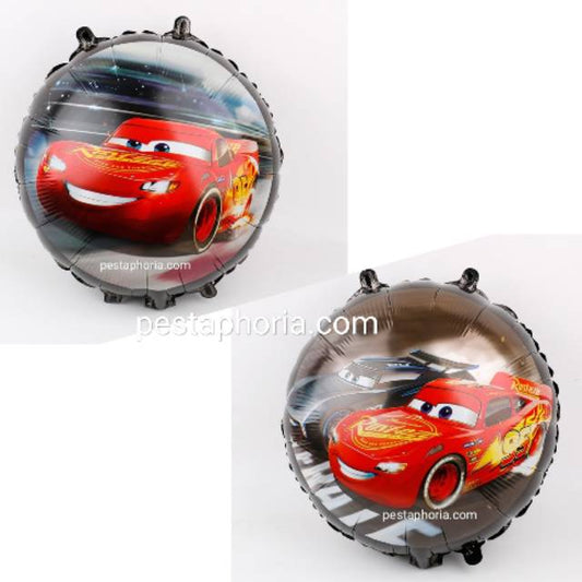 Balon Foil Bulat Cars Double Side Size 45 cm