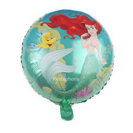 Balon Foil Bulat Ariel Mermaid Size 45 cm