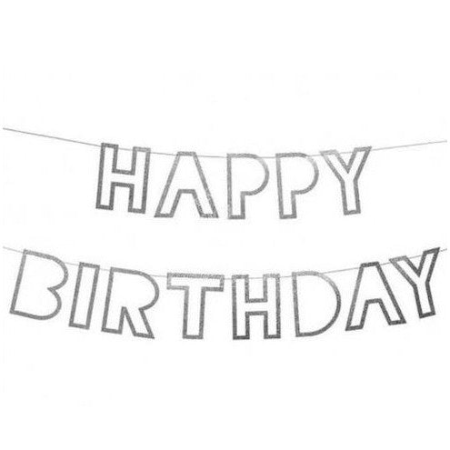 Bunting Banner Happy Birthday Frame / Hollow Metalik
