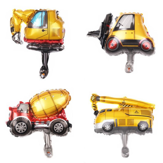 1 Set isi 4 Balon Foil Construction Forklift, Crane, Excavator, Mixer Truck Size Mini