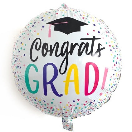 Balon Foil Bulat Wisuda / Graduation / Congrats Grad Toga Confetti Size 55 cm