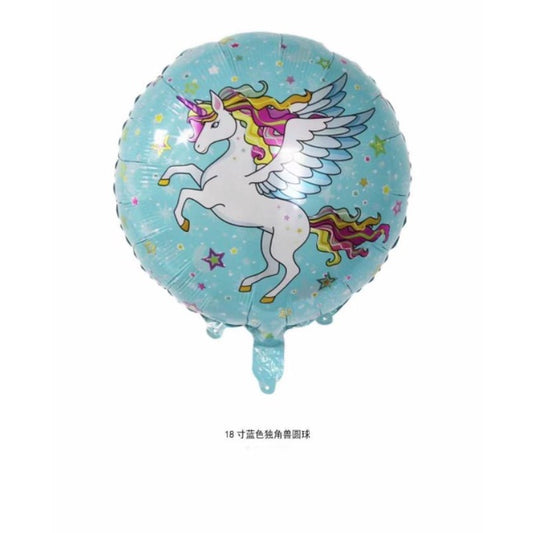 Balon Foil Bulat Flying Unicorn Size 45 cm