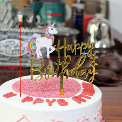Cake Topper Acrylic / Akrilik Happy Birthday One & Unicorn/ Ariel Mermaid /Captain America / Rainbow