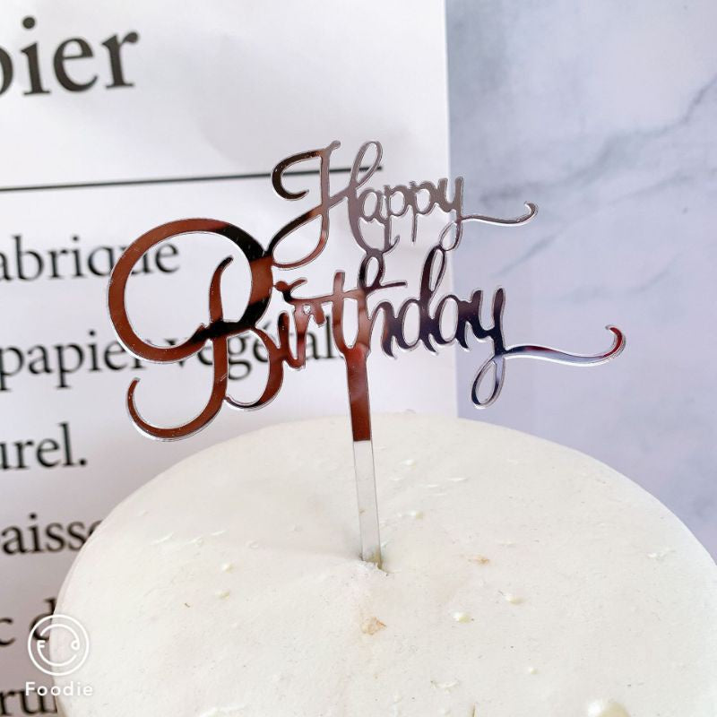Cake Topper Acrylic / Topper Kue Akrilik Happy Birthday Sweet Seventeen Rose Gold