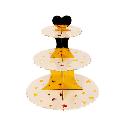 3 Tier Cupcake Stand / Cake Stand Gold Silver Polkadot Zigzag Star