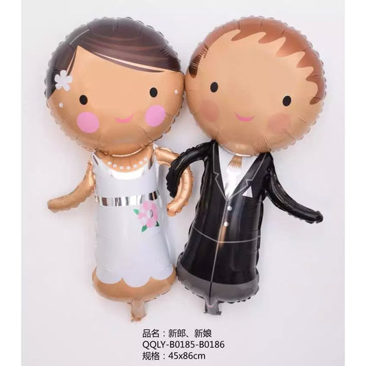 Balon Foil Bride Groom Size Medium 86 cm x 45 cm