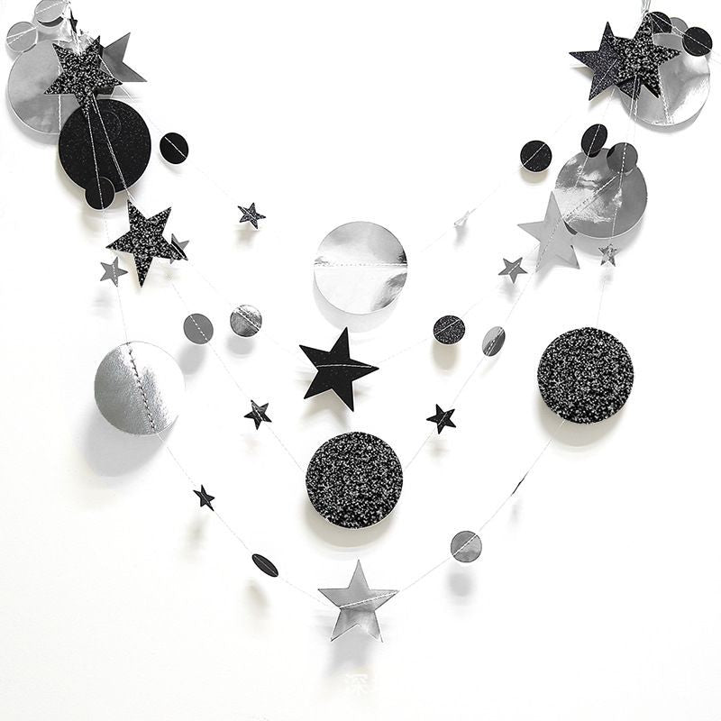 Star mix Round 2 warna Party Garland Metalik 4 meter