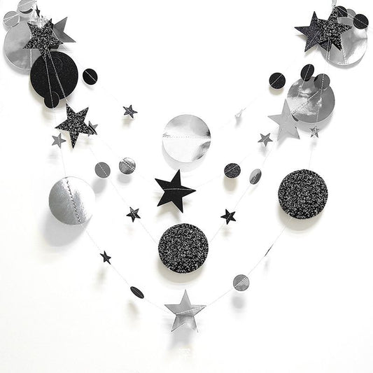 Star mix Round 2 warna Party Garland Metalik 4 meter