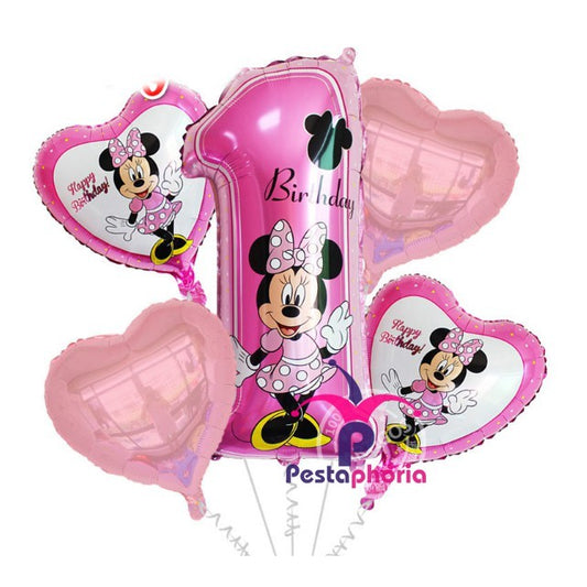 1 Set Balon Foil 1st Birthday Minnie Mouse