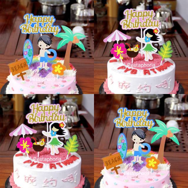 Cake Topper Happy Birthday Beach Boy / Beach Girl