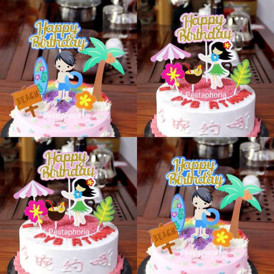 Cake Topper Happy Birthday Beach Boy / Beach Girl