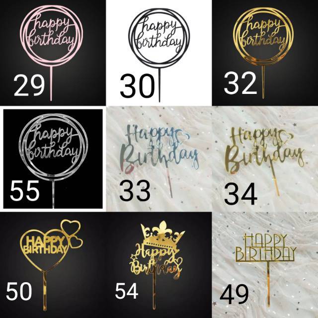 Cake Topper Acrylic / Akrilik Happy Birthday/Anniversary/Make A Wish/Best Dad Ever/Sweet Seventeen