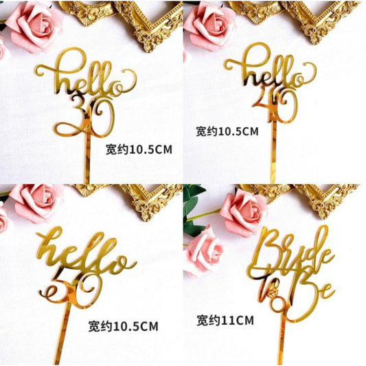 Cake Topper Acrylic HBD / Topper Kue Akrilik Happy Birthday Hello