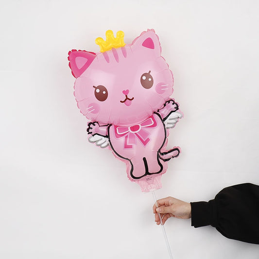 Balon Foil Angel Cat Crown Pink With Stick Size 60 cm