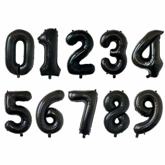 Balon Foil Angka Hitam Size 40 cm