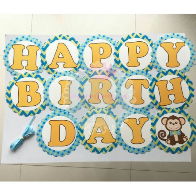 Bunting Flag / Banner Happy Birthday Safari / Animal / Monyet /Monkey