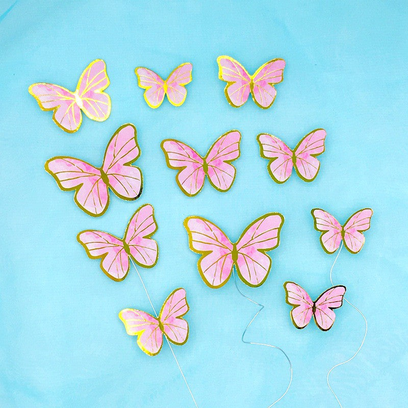 11 pcs DIY Birthday Decoration Butterfly Cake Topper / Hiasan Kue Ulang Tahun Kupu-Kupu