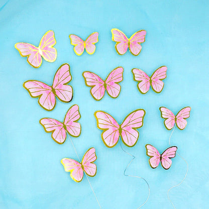11 pcs DIY Birthday Decoration Butterfly Cake Topper / Hiasan Kue Ulang Tahun Kupu-Kupu