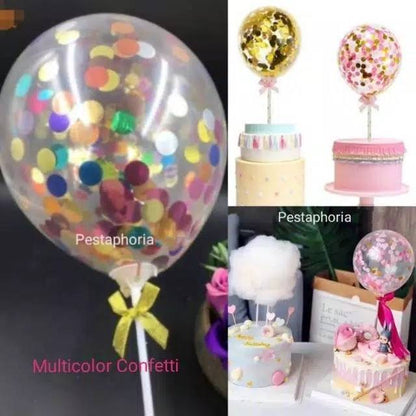 Cake Topper Balon Latex 5 inch isi Confetti u/ Hiasan Kue